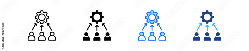 Poster resource allocation icon set multiple style collection
