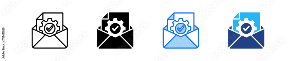 Poster email management icon set multiple style collection