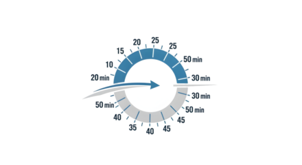 Time management concept with dynamic timer showing progress and deadline approaching efficientlyisolated on transparent background