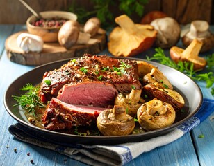 Savory Slices of Tenderloin with Roasted Mushrooms
