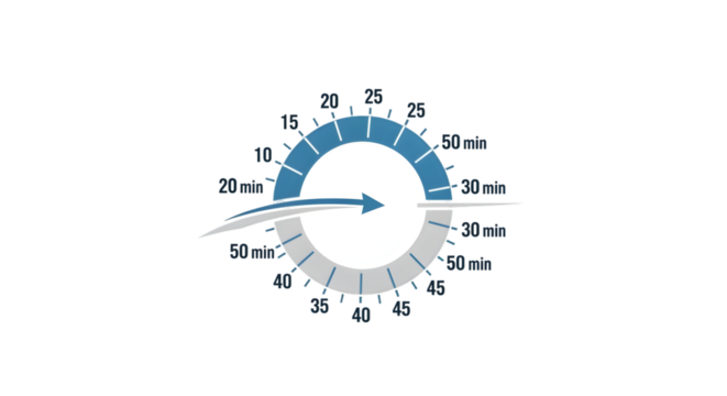 Time management concept with dynamic timer showing progress and deadline approaching efficientlyisolated on transparent background
