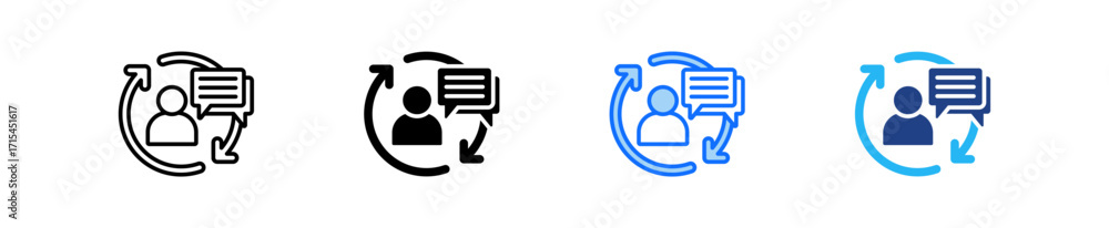 Poster feedback loop icon set multiple style collection