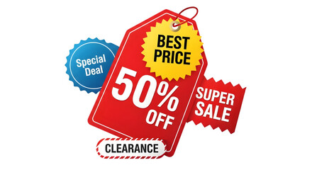 Unbeatable 50% off deal for super sale and clearance events, perfect for retail promotionsisolated on transparent background