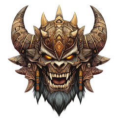 Menacing Dark Horned Beast Head | Aggressive Fantasy Creature Vector Art