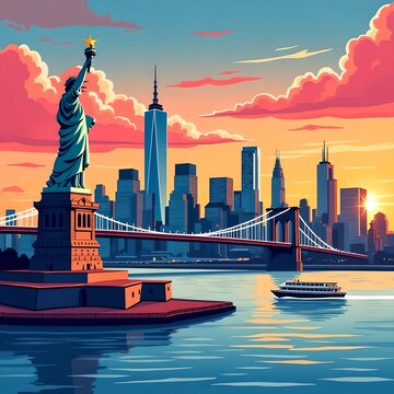 Panorama of New York illustration