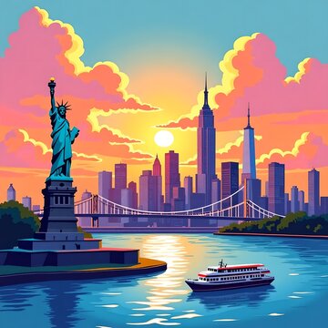 Panorama of New York illustration