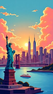 Panorama of New York illustration