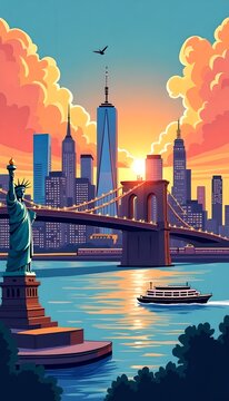 Panorama of New York illustration