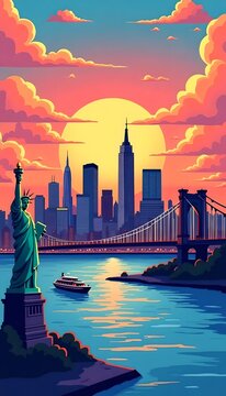 Panorama of New York illustration