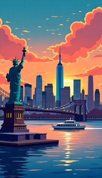 Panorama of New York illustration