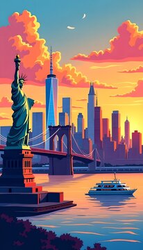 Panorama of New York illustration