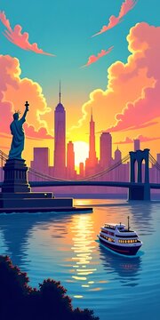 Panorama of New York illustration