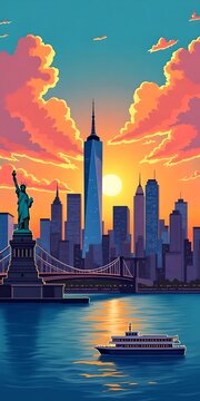 Panorama of New York illustration