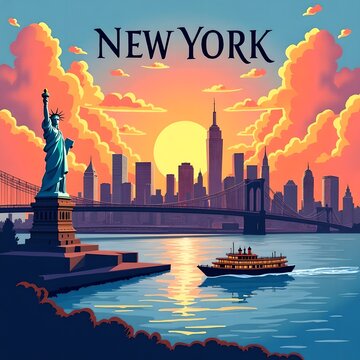 Panorama of New York illustration