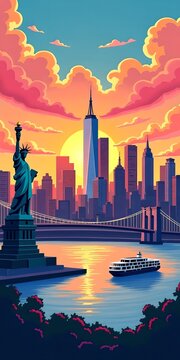 Panorama of New York illustration
