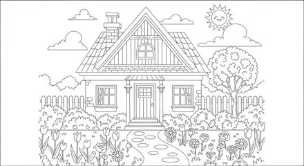 Simple house coloring page