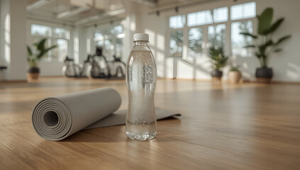 Fitness routine essentials gym studio lifestyle image bright environment close-up view health and wellness concept
