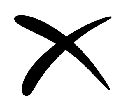 Black cross mark, isolated on transparent background