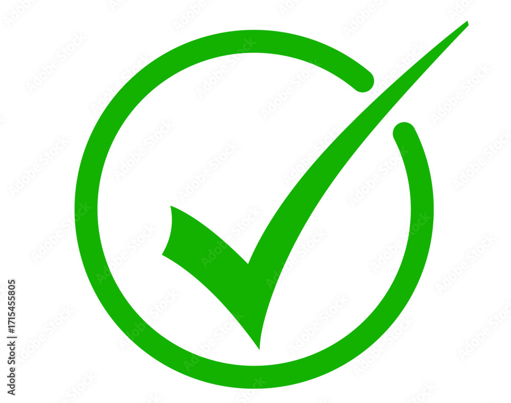 Poster green check mark inside a circle isolated on transparent background