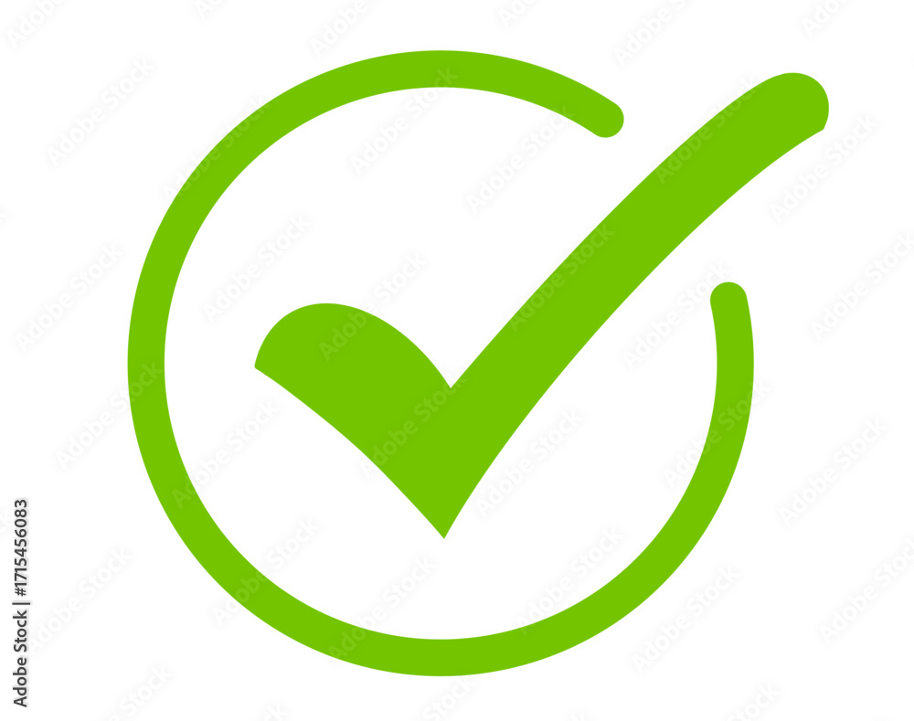 Poster green check mark inside a circle, isolated on transparent background