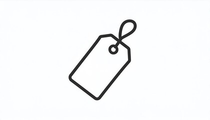 Fototapeta premium A simple, outlined illustration of a price tag is presented against a plain white background.