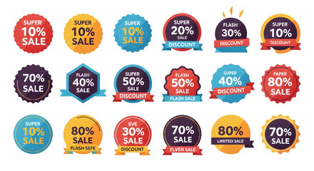 Boost your sales with these eye-catching discount and sale badge designs for your next promotionisolated on transparent background
