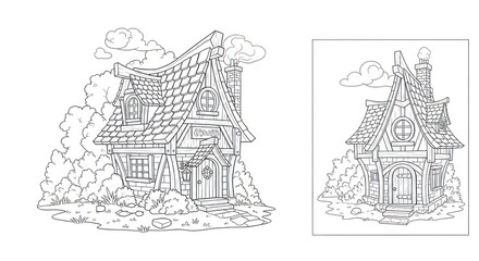 Whimsical fairy tale house illustration