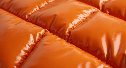 Fototapeta premium Close-up of a glossy orange quilted fabric texture