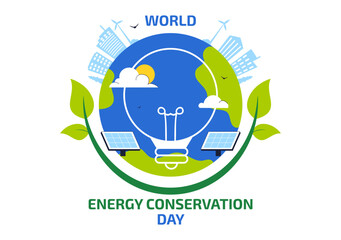 Energy Conservation Day Illustration featuring the Importance of Saving the Planet with Green and Eco Friendly for Maintaining the Global Ecosystem
