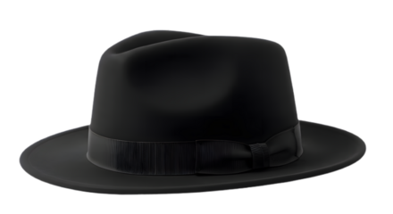 Stylish Black Fedora Hat isolated against dark background