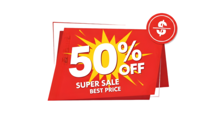 Limited time offer! Grab 50 percent off during our super sale event for the best price todayisolated on transparent background