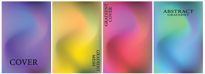 Modern abstract graphic design posters with gradients, geometric shapes, collage and typography. Futuristic event templates for exhibitions, creative fairs, workshops, and contemporary branding.