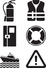 Essential safety icons for boating and maritime travel