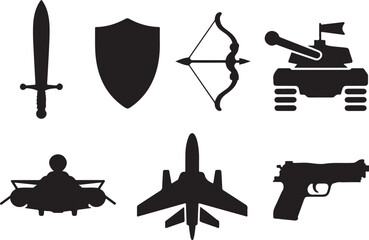 Military and historical weapon silhouettes collection