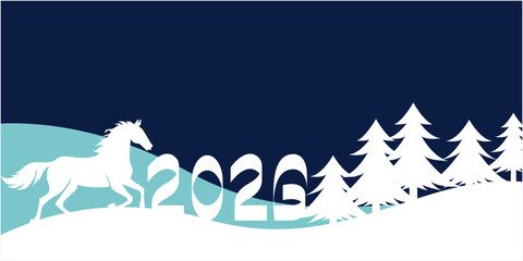 2026 new year illustration. Winter holiday decoration background. Happy new year 2026.