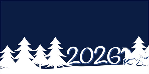 2026 new year illustration. Winter holiday decoration background. Happy new year 2026.