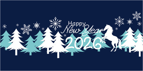 2026 new year illustration. Winter holiday decoration background. Happy new year 2026.