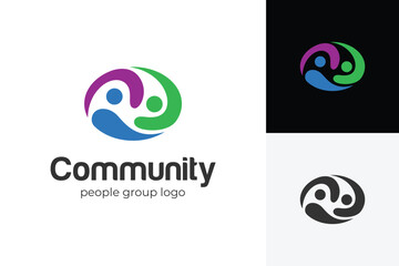 People Group Community Logo Icon Design with abstract circle connection or collaboration graphic concept for teamwork, business, friendship logo symbol