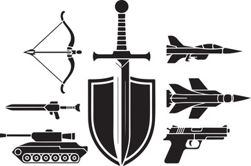 Diverse weapons collection for modern and historical warfare