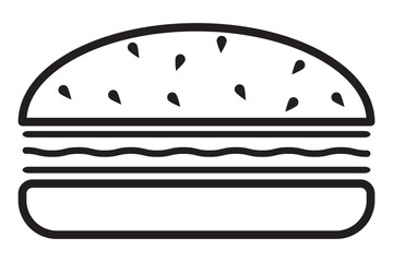 Burger and hamburger icon. Fast food vector icon. Burger icon with sesame seeds bun hamburger food. 