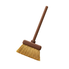 Broom with wooden handle for cleaning isolated PNG with Transparent Background