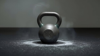 Dynamic kettlebell workout gym studio product photography minimalist background focused perspective fitness concept