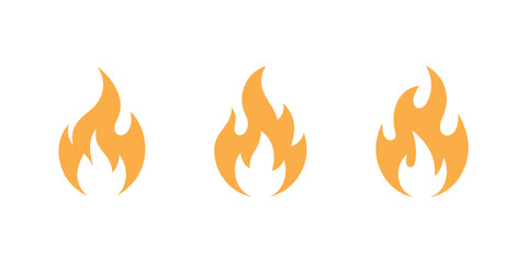 Stylized Fire Flames Vector Set Illustration: Energetic Blaze, Burning Embers, and Fiery Icons
