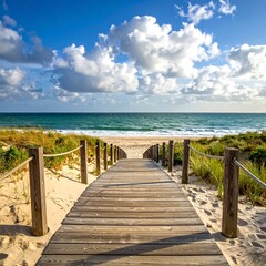 Beach walkway leading to the ocean