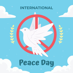 Peace Symbol and Dove Illustration for Peace Day