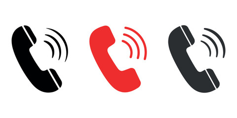 Obraz premium Phone Icon Vector Illustration in Black and Red on a White Background for Communication