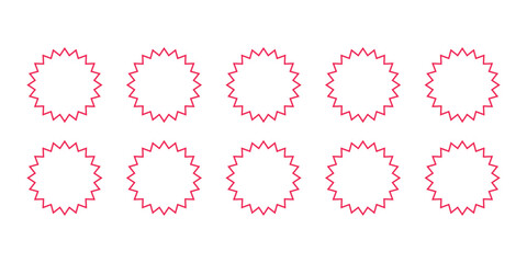 Starburst Frames Collection: Dynamic Red Burst Shapes for Product Badges and Promotion Graphics