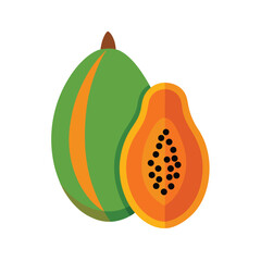 Cartoon Papayas Whole Sliced