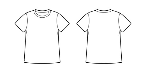 Naklejka premium Blank T-Shirt Template Front and Back View for Apparel Design and Mockup Presentation