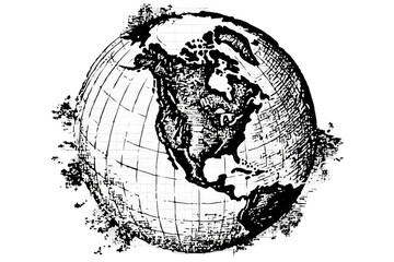 Black And White World Globe